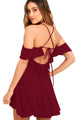 Sexy Sweet Sexy Wine Backless Skater Dress