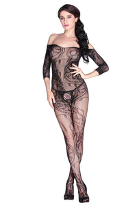 Sexy Swirl and Floral Lace Open Crotch Body Stocking