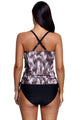 Sexy Taupe Fuzzy Print Sweetheart Tankini Swimsuit