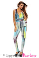 Sexy Teal Lime Tie Dye Print Multi-way Jumpsuit