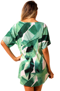 Sexy Tie The Knot Green Leaves Beach Cover-up