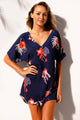 Sexy Tie The Knot Red Floral Beach Cover-up