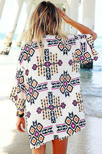 Sexy Trendy Geometry Print Beach Kimono