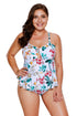 Sexy Tropical Floral Print Peplum One Piece Swimsuit