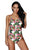 Sexy Tropical Print Ladder Back One Piece Swimsuit