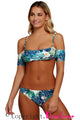 Sexy Tropical Print Spaghetti Straps Cold Shoulder Swimsuit