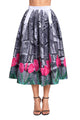 Sexy Tulips in The City Printed Pleated Midi Skirt