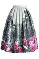 Sexy Tulips in The City Printed Pleated Midi Skirt