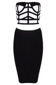 Sexy Two-piece Bustier Skirt Bandage Dress