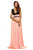 Sexy V Neck Lace Bodice Contrast Maxi Evening Dress