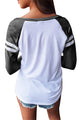 Sexy Versity Stripe Black Raglan Sleeve Baseball Top
