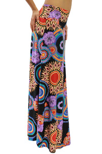 Sexy Vibrant African Print Black Maxi Skirt