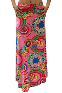 Sexy Vibrant African Print Pink Maxi Skirt