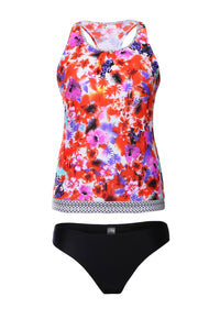 Sexy Vibrant Floral Beach Ethnic Print 2pcs Tankini Swimsuit