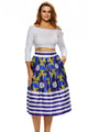 Sexy Vintage High Waist Floral Stripe A-lined Midi Skirt