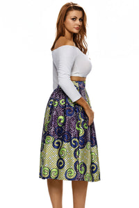 Sexy Vintage High Waist Multicolor A-lined Midi Skirt