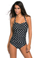 Sexy Vintage Inspired 1950s Style Black Polka Dot Teddy Swimsuit