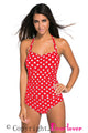 Sexy Vintage Inspired 1950s Style Red Polka Dot Teddy Swimsuit
