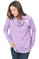 Sexy Violet Raw Edge Cowl Neck Pullover Sweatshirt