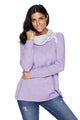 Sexy Violet Raw Edge Cowl Neck Pullover Sweatshirt