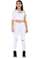 Sexy White 2pcs One Sleeve Fit Jumpsuit Set