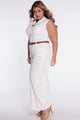 Sexy White Belted Wide Leg Jumpsuit