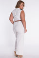 Sexy White Belted Wide Leg Jumpsuit