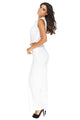 Sexy White Belted Wide Leg Jumpsuit