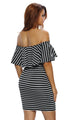 Sexy White Black Striped Off-shoulder Bodycon Dress