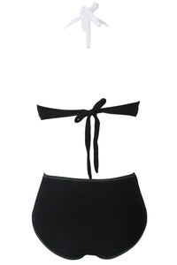 Sexy White Black Stylish Bicolor High Waist Swimsuit