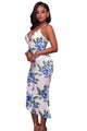 Sexy White Blue Green Floral Print High-low Dress
