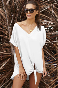 Sexy White Breezy Tie The Knot Beach Cover Up