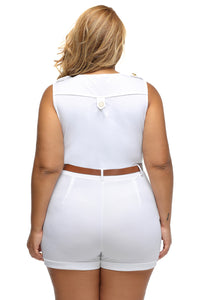 Sexy White Buckle Up Stylish Summer Romper
