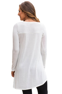 Sexy White Button Side Long Sleeve Swingy Tunic