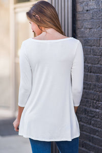 Sexy White Button Slit Detail Long Sleeve Blouse