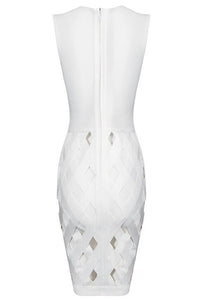 Sexy White Celeb Style Crisscross Caged Bandage Dress