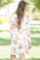 Sexy White Chic Long Sleeve Boho Floral Pattern Dress