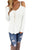 Sexy White Cold Shoulder Knit Long Sleeves Sweater