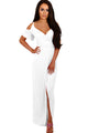 Sexy White Cold Shoulder Long Jersey Dress