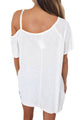 Sexy White Cold Shoulder Short Sleeve Loose Fit Tops