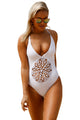 Sexy White Crochet Front Detail One Piece Bathing Suit