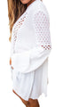 Sexy White Crochet Lace Trim Relaxed Long Sleeve Tunic