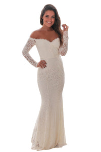 Sexy White Crochet Off Shoulder Maxi Evening Party Dress