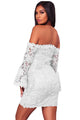 Sexy White Crochet Overlay Off The Shoulder Fitted Mini Dress