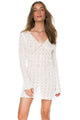 Sexy White Crochet Tunic Beach Dress