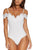 Sexy White Crochet V Neckline Off-shoulder Bodysuit