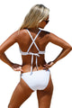 Sexy White Crop Lace Overlay Bikini Set