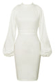 Sexy White Cut Out Sleeve Stretch Crepe Bandage Party Dress