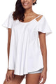 Sexy White Cutout Cold Shoulder Flowy Top