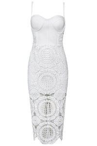 Sexy White Cutout Lace Panel Bustier Bandage Dress